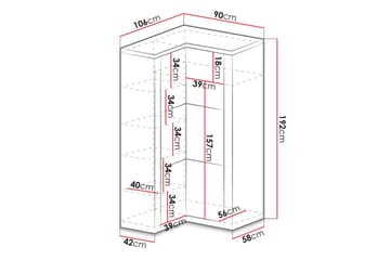 Indianapolis Garderobe 106x58x192 cm - Oppbevaring - Garderober & garderobesystem - Garderobeskap