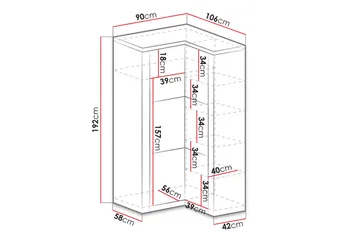 Indianapolis Garderobe 106x58x192 cm - Oppbevaring - Garderober & garderobesystem - Garderobeskap