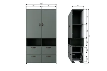 Jirueque Garderobe med Oppbevaring - Grå - Oppbevaring - Garderober & garderobesystem - Garderobeskap