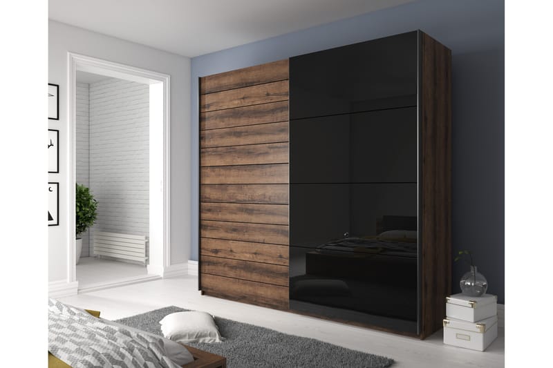 Garderobeskap Jorbes 61x221 cm - Teak/Svart - Garderober & garderobesystem - Garderobeskap