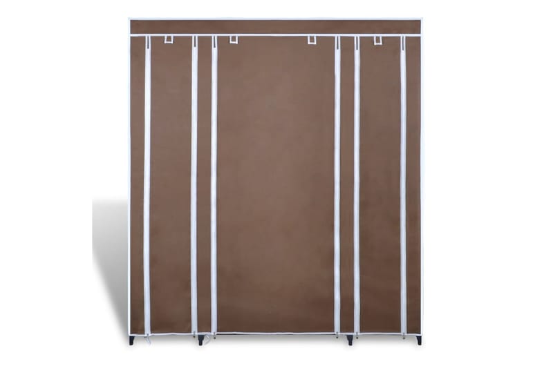 Garderobeskap med rom og stenger 45x150x176 cm brun stoff - Brun - Garderober & garderobesystem - Garderobeskap