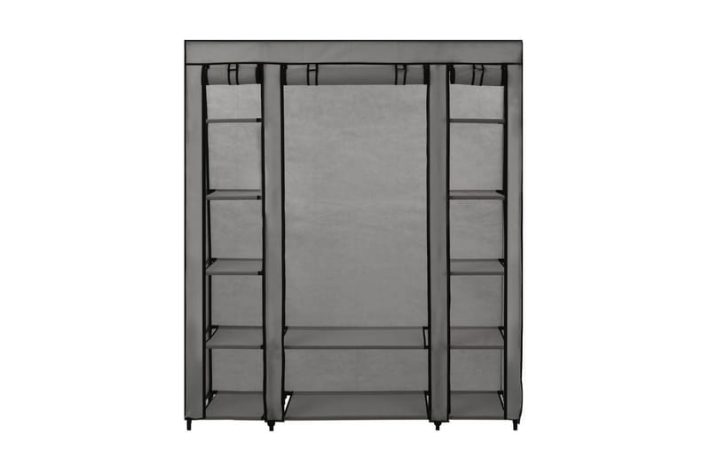 Garderobeskap med rom og stenger grå 150x45x176 cm stoff - Garderobeskap - Garderober & garderobesystem