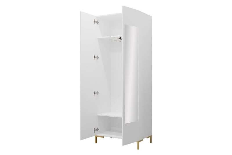 Garderobeskap med Speil 74 cm i Lyst Tre - Gull|Svart - Oppbevaring - Garderober & garderobesystem