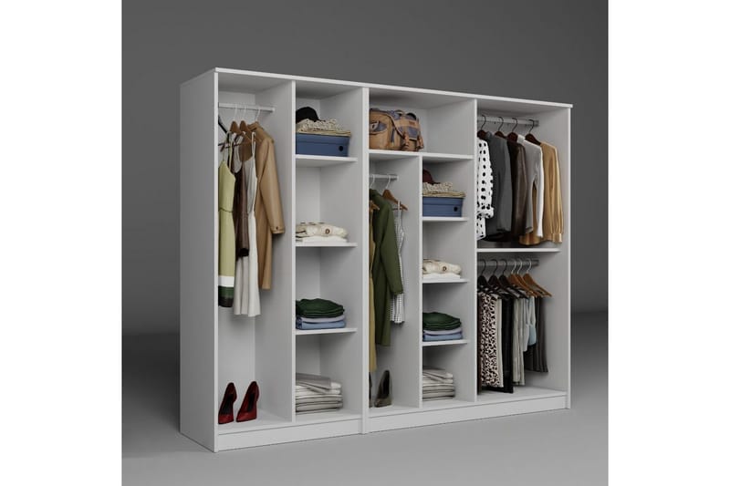 Olera Garderobe 220x180 cm - Hvit - Oppbevaring - Garderober & garderobesystem - Garderobeskap