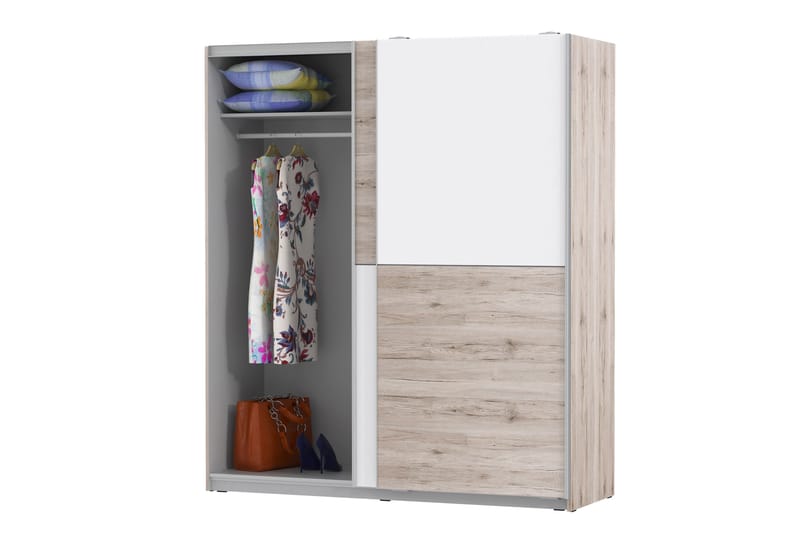 Slosser Garderobe 170x191 cm - Lysebrun - Oppbevaring - Garderober & garderobesystem - Garderobeskap