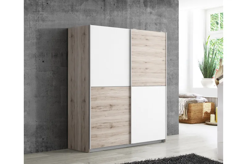 Slosser Garderobe 170x191 cm - Lysebrun - Oppbevaring - Garderober & garderobesystem - Garderobeskap