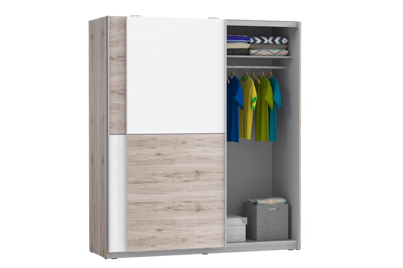 Slosser Garderobe 170x191 cm - Lysebrun - Oppbevaring - Garderober & garderobesystem - Garderobeskap
