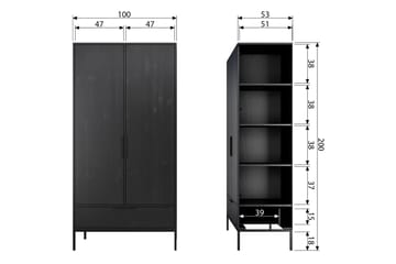 Swichor Garderobe 100 cm i Malt Tre - Sort - Oppbevaring - Garderober & garderobesystem - Garderobeskap