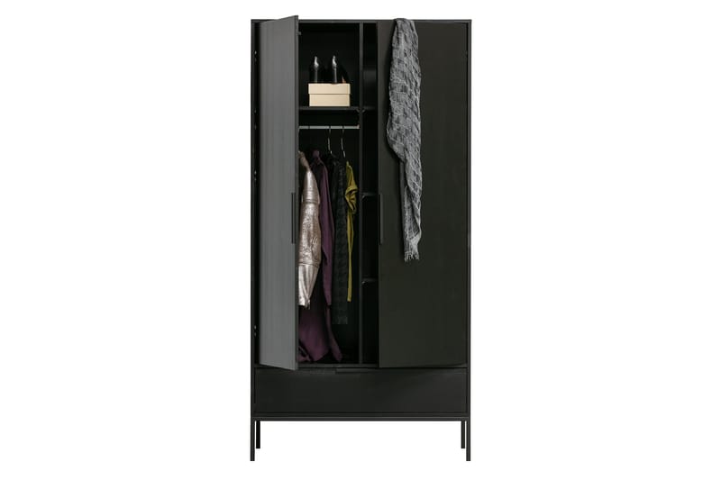 Swichor Garderobe 100 cm i Malt Tre - Sort - Oppbevaring - Garderober & garderobesystem - Garderobeskap