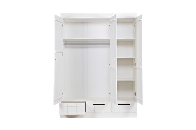 Varius Garderobe 140 cm 3 Dører 3 Skuffer - Hvit Furu - Oppbevaring - Garderober & garderobesystem - Garderobeskap