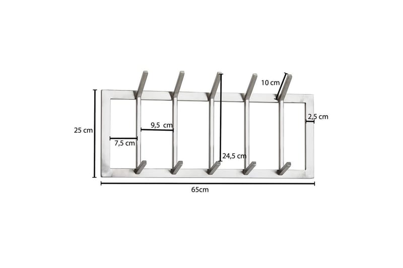 Garderobe Wohnling Vegghengt klesstativ 5 metallkroker polert matt - Oppbevaring - Garderober & garderobesystem - Garderobsbeslag - Garderobehåndtak