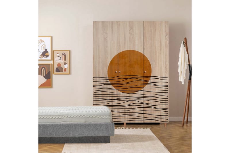 Gladfield Garderobe 135x192 cm - Natur - Oppbevaring - Garderober & garderobesystem