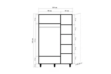 Gladfield Garderobesskåp 135x192 cm - Oppbevaring - Garderober & garderobesystem