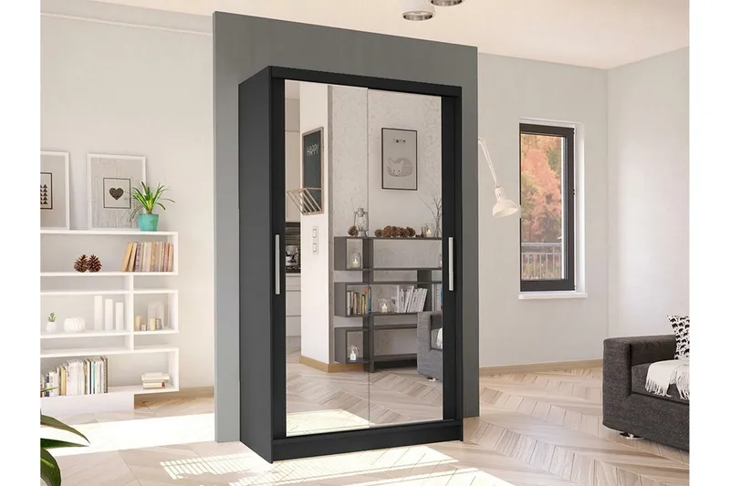 Glenmore Garderob m. Spegel Black - Oppbevaring - Garderober & garderobesystem