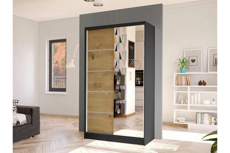 Glenmore Garderob m. Spegel Black - Oppbevaring - Garderober & garderobesystem