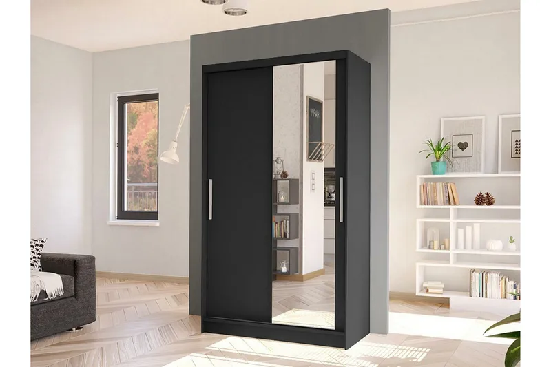 Glenmore Garderob m. Spegel Black - Oppbevaring - Garderober & garderobesystem