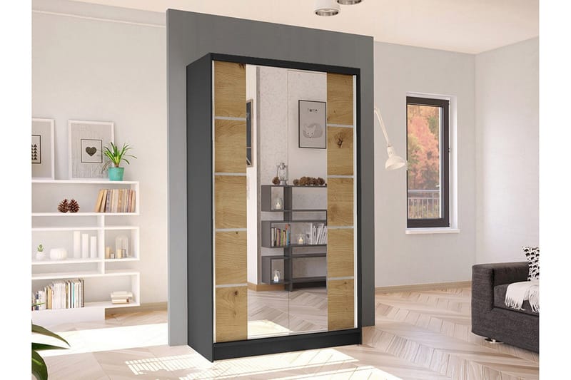 Glenmore Garderob m. Spegel Black - Oppbevaring - Garderober & garderobesystem