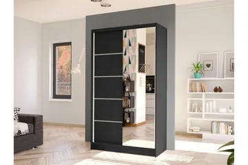 Glenmore Garderob m. Spegel Black - Oppbevaring - Garderober & garderobesystem