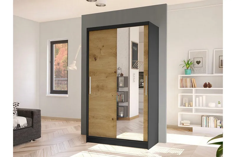 Glenmore Garderob m. Spegel Black - Oppbevaring - Garderober & garderobesystem