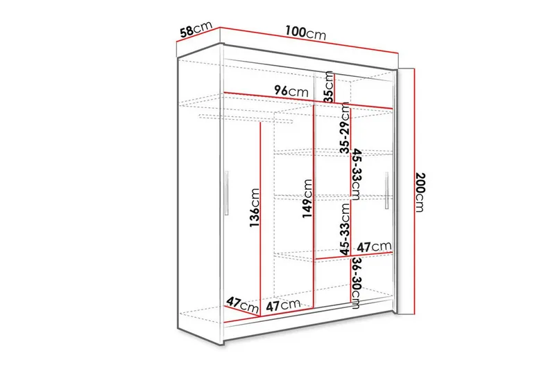 Glenmore Garderob m. Spegel Brown - Oppbevaring - Garderober & garderobesystem