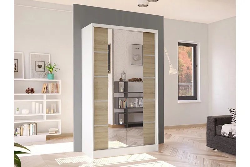 Glenmore Garderob m. Spegel White - Oppbevaring - Garderober & garderobesystem