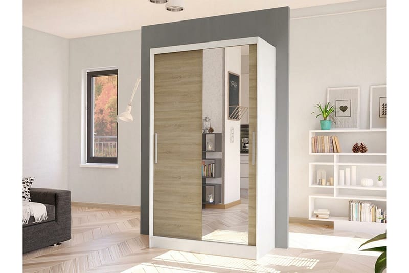 Glenmore Garderob m. Spegel White - Oppbevaring - Garderober & garderobesystem