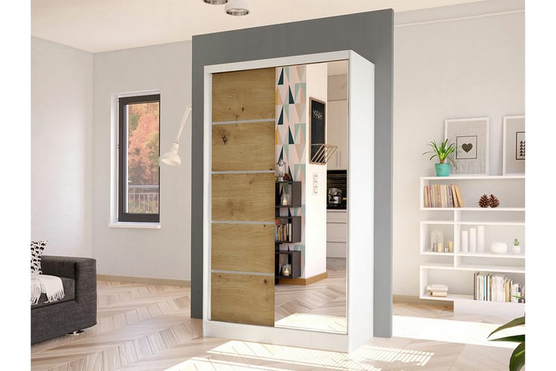 Glenmore Garderob m. Spegel White - Oppbevaring - Garderober & garderobesystem