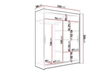 Glenmore Garderob m. Spegel White - Oppbevaring - Garderober & garderobesystem