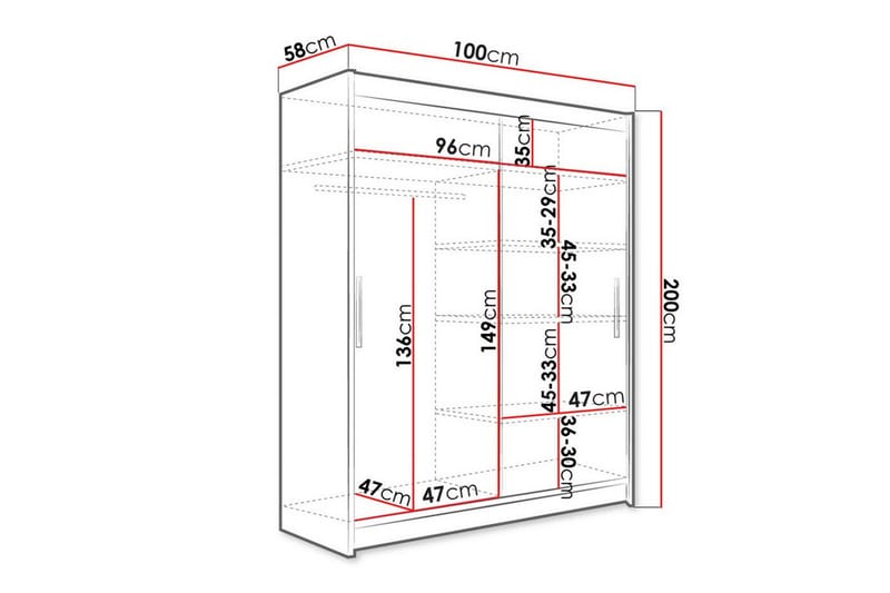 Glenmore Garderob m. Spegel White - Oppbevaring - Garderober & garderobesystem