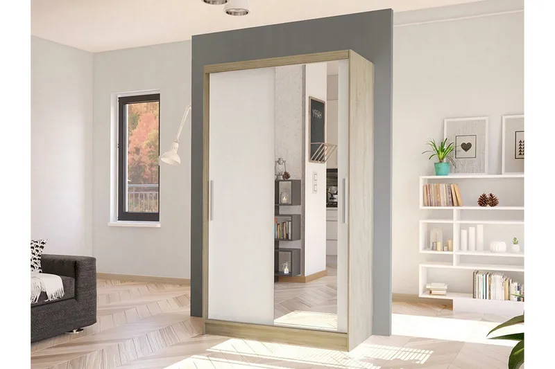 Glenmore Garderob m. Spegel White - Oppbevaring - Garderober & garderobesystem