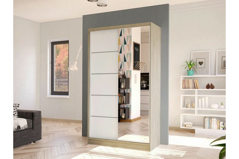 Glenmore Garderob m. Spegel White - Oppbevaring - Garderober & garderobesystem