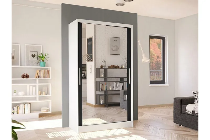 Glenmore Garderob m. Spegel White - Oppbevaring - Garderober & garderobesystem