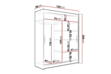 Glenmore Garderob m. Spegel White - Oppbevaring - Garderober & garderobesystem