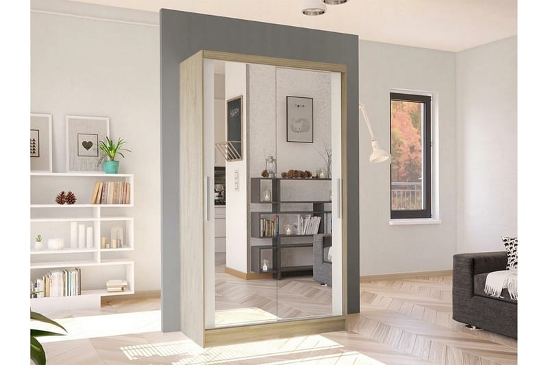 Glenmore Garderob m. Spegel Wood/nature - Oppbevaring - Garderober & garderobesystem