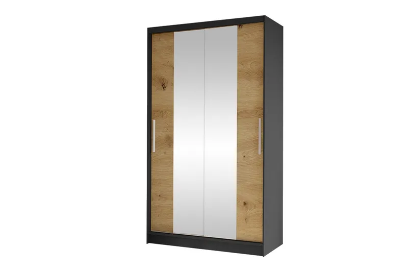 Glenmore Garderobe med Speil 100 cm i Malt Tre, Sort