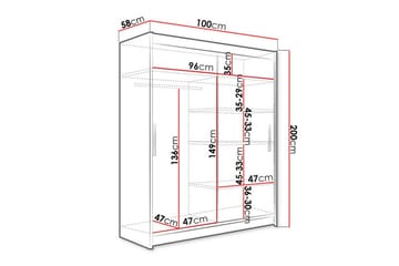 Glenmore Garderobeskap 100 cm i Lyst Tre - Hvit - Oppbevaring - Garderober & garderobesystem