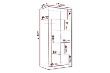 Gudelia Garderobe 102x216 cm - Grå - Oppbevaring - Garderober & garderobesystem
