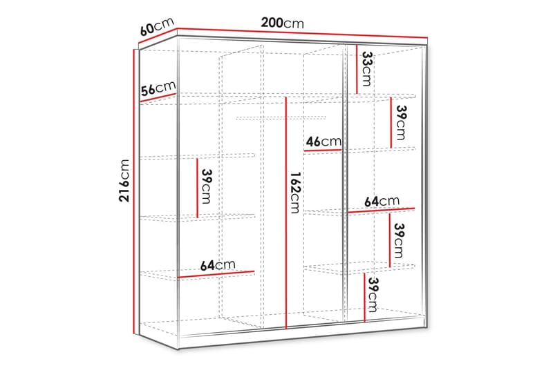 Gudelia Garderobe 200x216 cm - Blå - Oppbevaring - Garderober & garderobesystem
