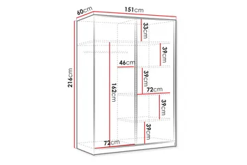 Gudelia Garderobeskap 151x216 cm - Hvit - Oppbevaring - Garderober & garderobesystem