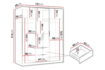 Gudelia Garderobeskap 151x216 cm - Hvit - Oppbevaring - Garderober & garderobesystem