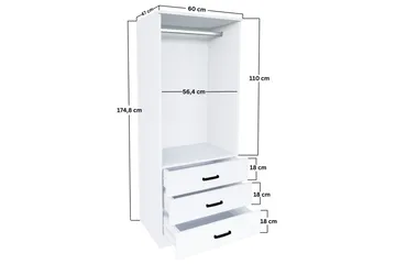 Haaken Garderobe 60x174,8 cm - Matt hvit - Oppbevaring - Garderober & garderobesystem
