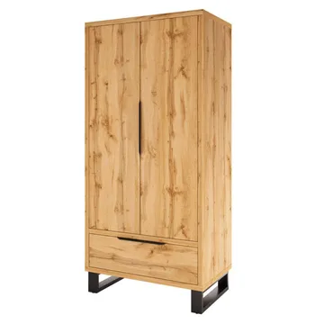 Halle Garderobe 99 cm med 2 Dører og 1 Skuff i Eik - Beige - Oppbevaring - Garderober & garderobesystem