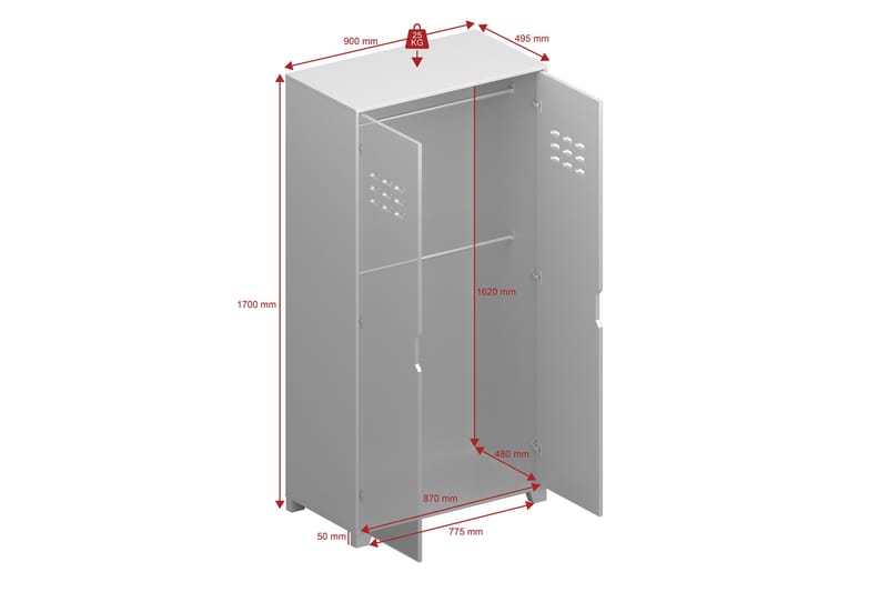 Haltekarr Garderobe 90x50 cm - Grå - Oppbevaring - Garderober & garderobesystem