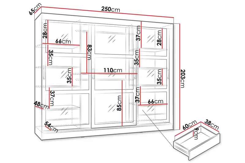 Harvans Garderobeskap 250x203 cm - Hvit - Oppbevaring - Garderober & garderobesystem
