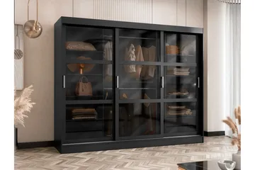 Harvans Garderobeskap 250x203 cm - Svart - Oppbevaring - Garderober & garderobesystem