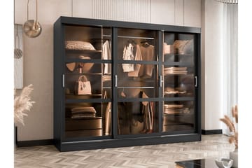 Harvans Garderobeskap 250x203 cm - Svart - Oppbevaring - Garderober & garderobesystem