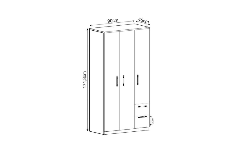 Hearst Garderobe 90x171,8 cm - Hvit - Oppbevaring - Garderober & garderobesystem