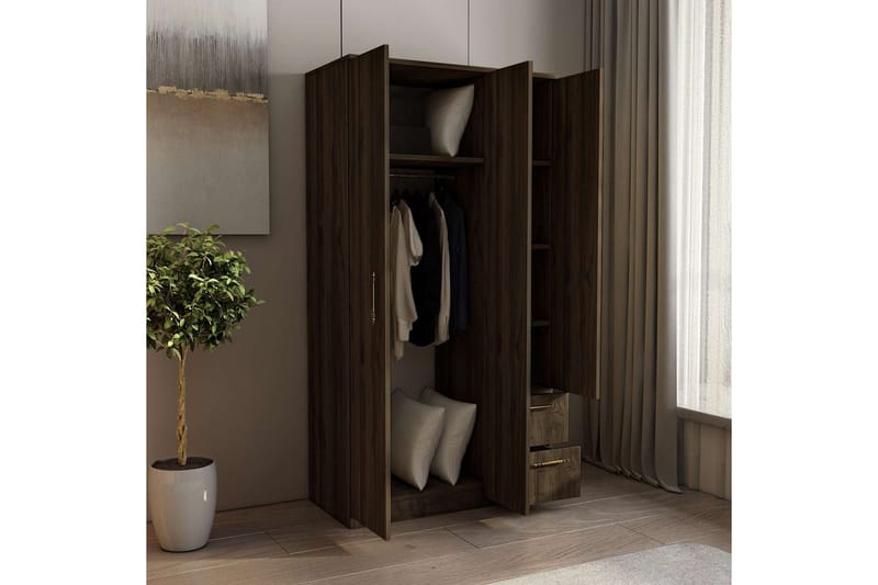 Hearst Garderobe 90x171,8 cm - Valnøtt - Oppbevaring - Garderober & garderobesystem