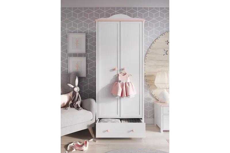 Hilts Garderob 85x196 cm Vit||Pink - Oppbevaring - Garderober & garderobesystem