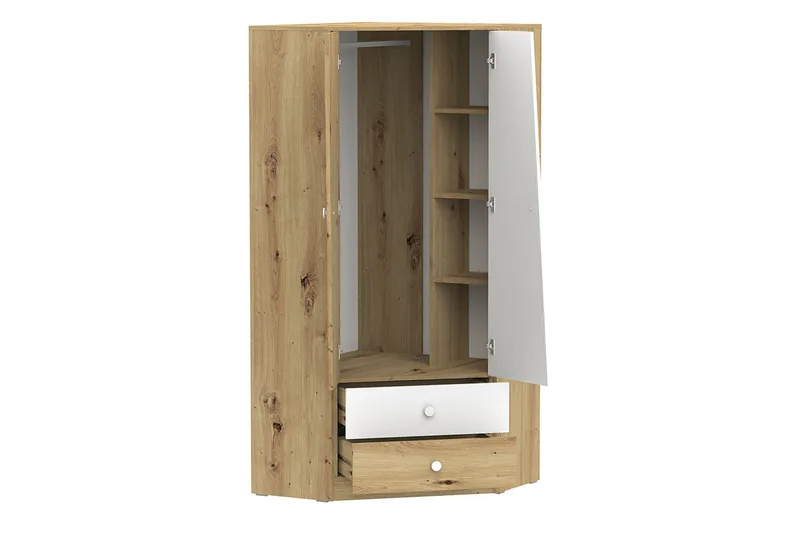 Nero Garderobe 87 cm - Natur/Hvit/Grå - Oppbevaring - Garderober & garderobesystem - Hjørnegarderobe